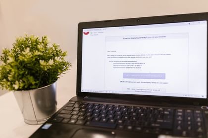 Laptop displaying email