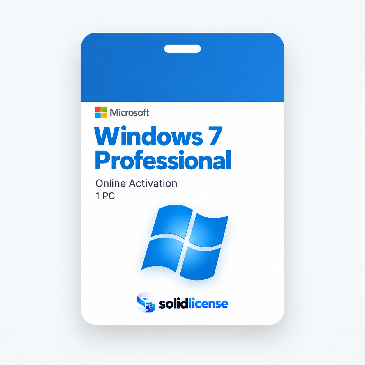 Windows 7 Professional license with online activation for 1 PC